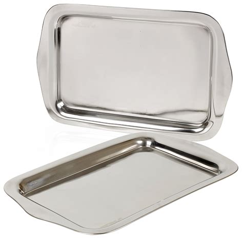 stainless steel serving tray food platter dinner salver silver effect