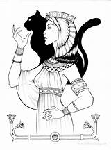 Egyptian Coloring Queen Pages Cat Egypt Empire Ancient Deviantart Drawing Drawings Old God Bastet Hatshepsut Tattoo Para Print Egito Desenhos sketch template