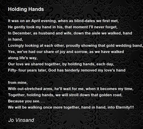 holding hands poem  jo vinsand poem hunter