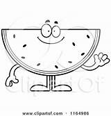 Watermelon Clipart Mascot Waving Coloring Cartoon Thoman Cory Outlined Vector Happy 2021 sketch template
