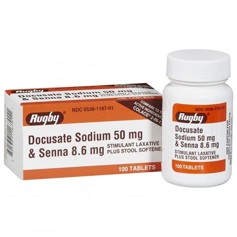 Docusate Sodium 50mg And Senna 8 6mg 100 Tablets Compare To Colace 2