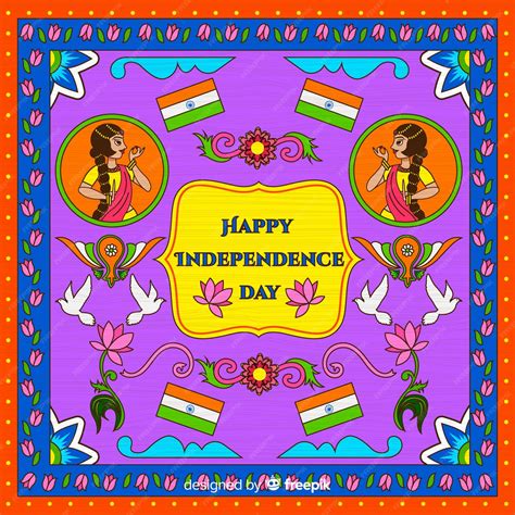 Free Vector Independence Day Background In Indian Art Style