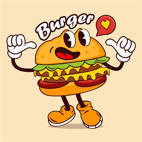 burger mascot vector art illustration icon  graphic