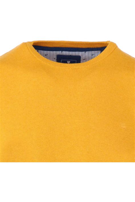redmond casual trui ronde hals geel overhemdencom