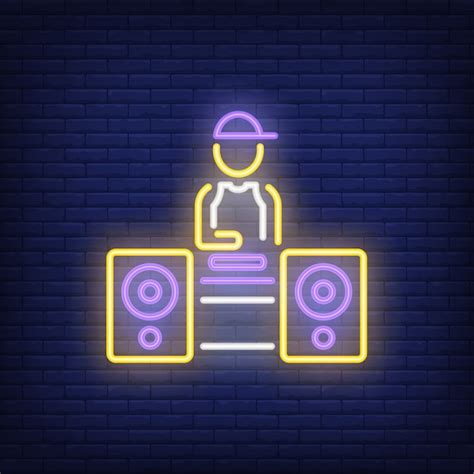 vector disc jockey neon sign