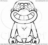 Gibbon Monkey Happy Coloring Clipart Cartoon Surprised Outlined Vector Thoman Cory Royalty sketch template