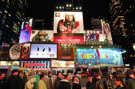 york times square advertising billboards winter ads concert  james  anderson