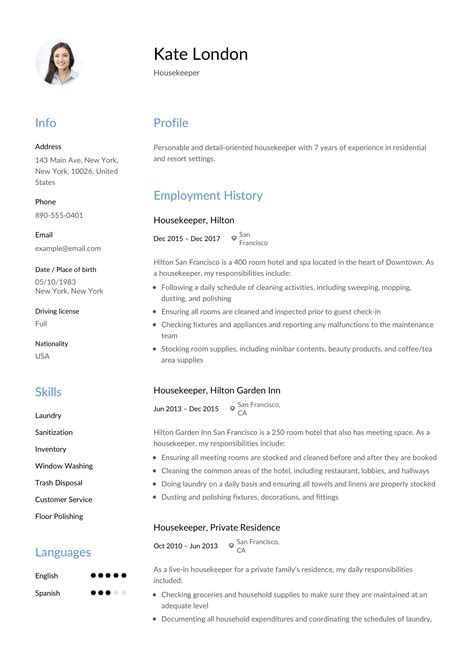 housekeeper resume template resume examples resume guided writing