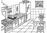 Kitchen Coloring Drawing Pages Cooking Table Utensils Drawings Getcolorings Color Fire Printable Pag sketch template