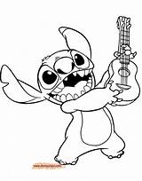 Stitch Coloring Pages Lilo Guitar Disneyclips Playing Link sketch template