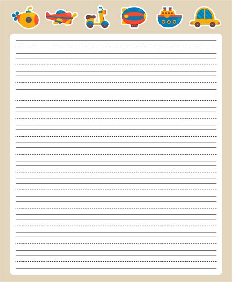 printable lined writing paper kids