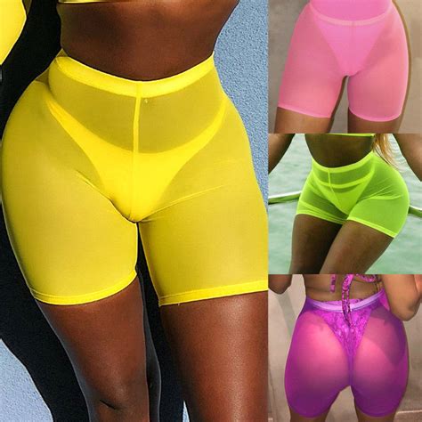 2019 new high waist women beach hot shorts beachwear beach mesh cover