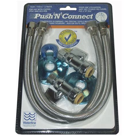 pushnconnect faucet hook  kit  straight stop valve  ss supply hose  home depot