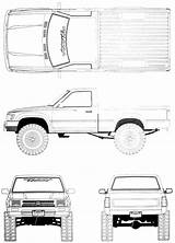 Toyota Hilux Pickup Blueprints 1992 4wd Truck 4x4 Blueprint Cab Cars Car Plans Blueprintbox Source Templates Close sketch template