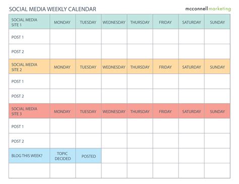 social media content calendar template printable printable templates