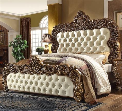 homey design hd ekbed king size bed  large intricate carving