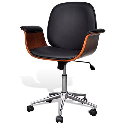fauteuil chaise siege de bureau luxe pivotant ergonomique avec accoudoir bois  noir