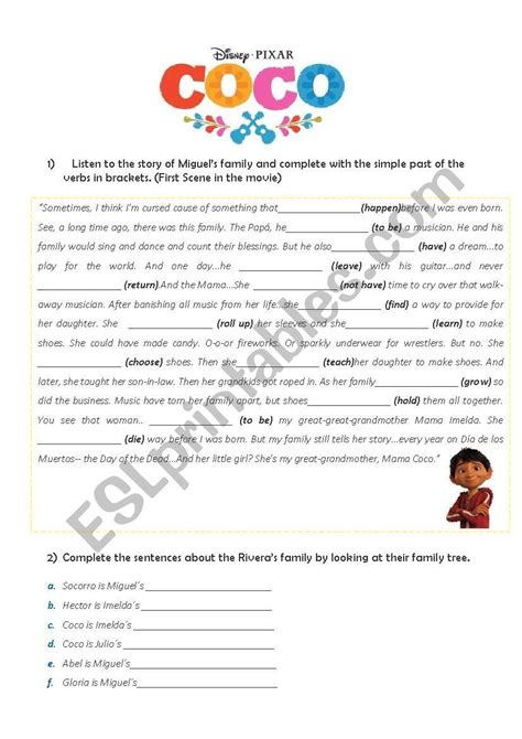printable coco  worksheet