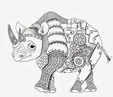 Rhino Coloring Zentangle Efie Pages Animal Adult Intricate Colouring Ben Goes Dragon Save Visit Rhinos sketch template