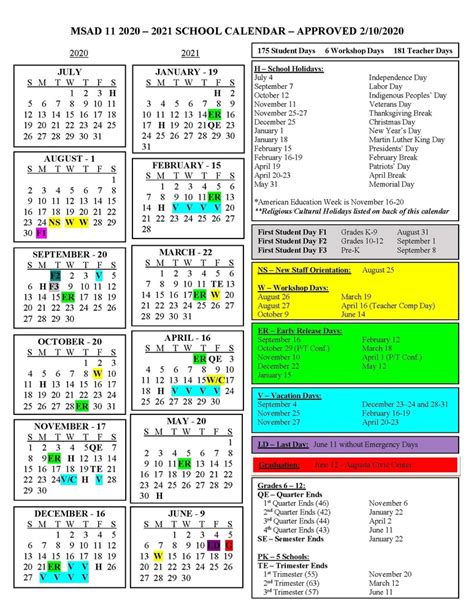 msad 11 2020 2021 school calendar approve 2 10 2020 msad 11