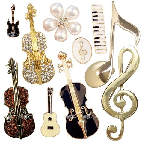 1pc new retro diy brooch vintage enamel musical instruments musical
