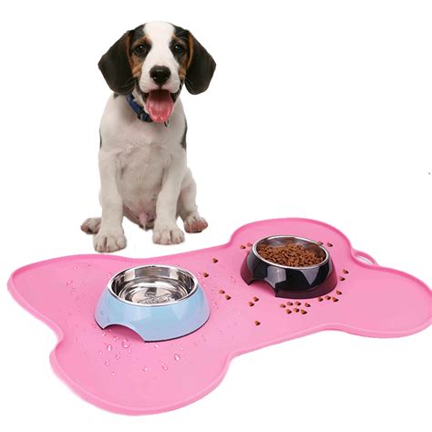 dog food bowl mat pet feeding mat bone shaped  skid silicone dish