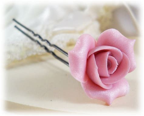 Pink Small Rose Bud Hair Pin Clip Small Pink Wedding