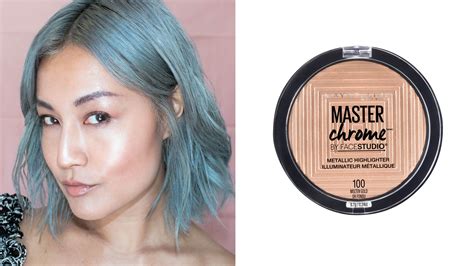 maybelline master chrome metallic highlighter  molten gold review swatches allure