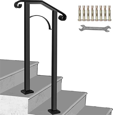 Happybuy Handrail Arch 1 Fits 1 Or 2 Steps Matte Black Stair Rail