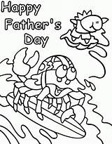 Coloring Pages Fathers Happy Printable Father Kids Surfing Print Fish Crab Beach Funny Fun Sheets Cards Color Dad Colorear Para sketch template