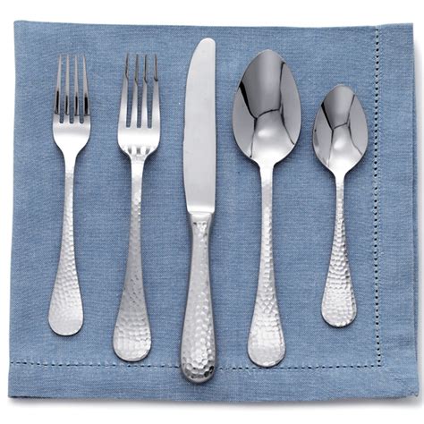 wallace continental hammered  piece stainless steel flatware set