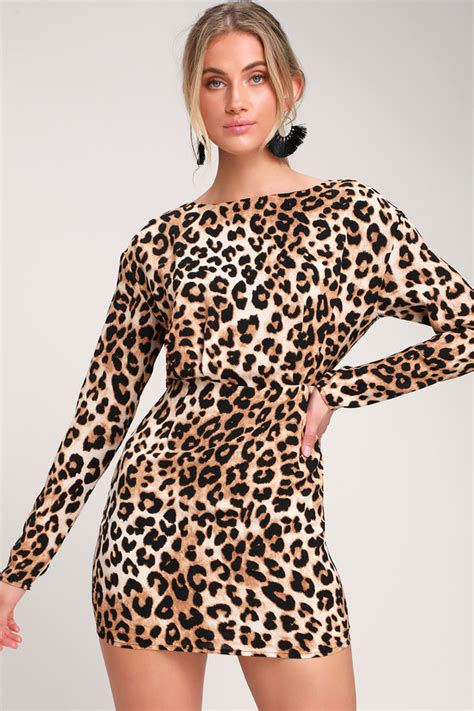 Sexy Leopard Print Dress Leopard Print Long Sleeve Mini Dress Lulus