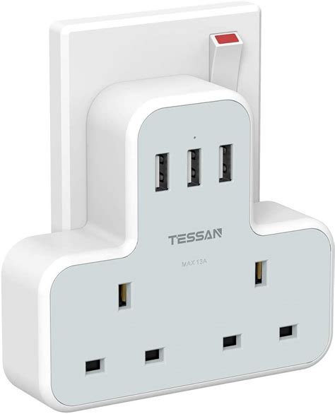 multi extension socket plug adapter   usb tessan double plugs   wall electrical