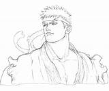 Coloring Ryu Akuma sketch template