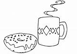 Coloring Pages Donut Coffee Kids sketch template