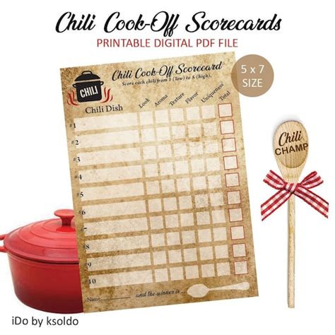 chili cook  scorecards chili score cards chili rating etsy sweden