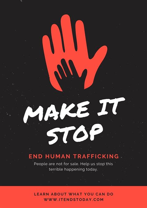 red black hand quote human trafficking poster templates by canva