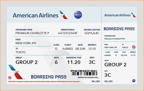 american airlines ticket template ideas   airline