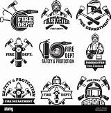 Badge Monochrome Fireman sketch template