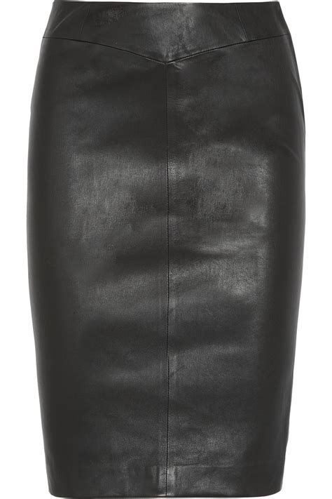 lyst joseph leather pencil skirt in black
