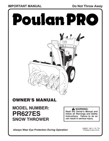 poulan pres snow blower user manual manualzz
