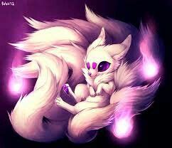 purple ninetailed fox anime animals cute animal drawings mythical creatures art