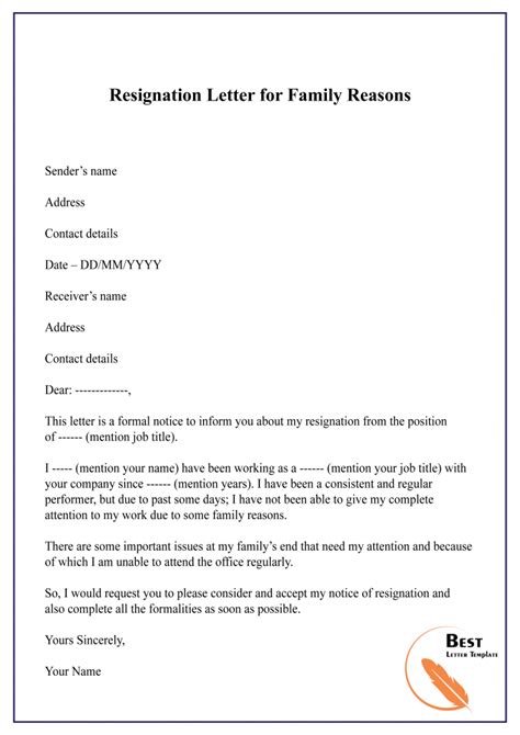 resignation letter sample  reason  letter templates