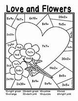 Number Color Multiplication Valentine Valentines Math Kids Freebie Coloring Worksheets Pages Worksheet Grade Printable Activities Heart Third Addition School Easy sketch template