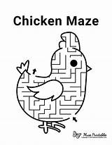 Chicken Maze Kids Mazes Museprintables Printable Printables Drawing Easy Visit sketch template