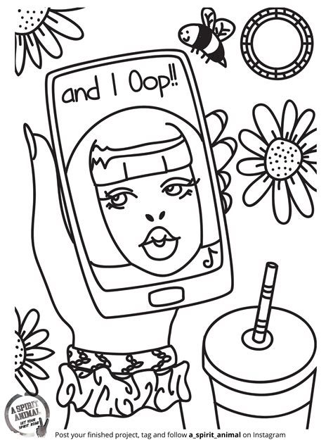 print   coloring page    vsco girl wearing