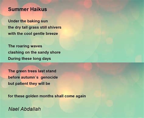 summer haikus summer haikus poem  nael abdallah