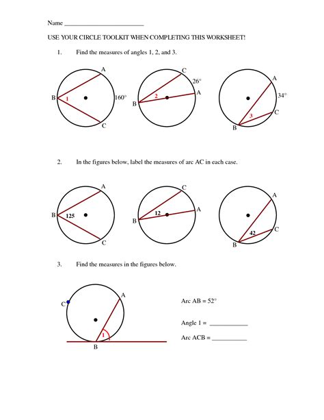 central angles  inscribed angles worksheet printable word searches