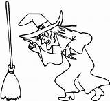 Coloring Witch Broom Angry Pages Her sketch template