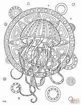Coloring Jellyfish Tribal Adults Pages Pattern Adult Printable Coloriage Adulte Color Template Colored Print Book Awesome sketch template